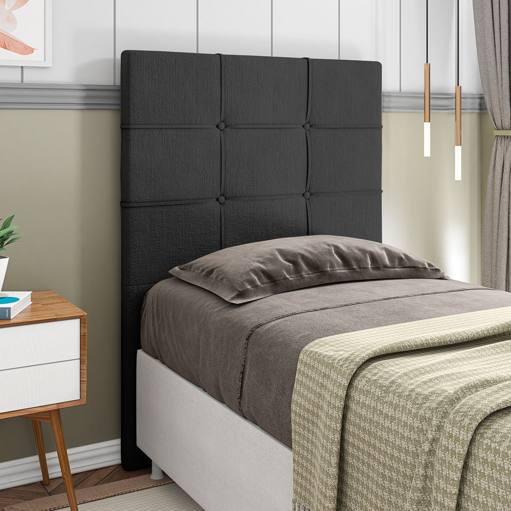 Cabeceira Cama Box Solteiro 90cm Esmeralda Veludo J02 Preto - Mpozenato