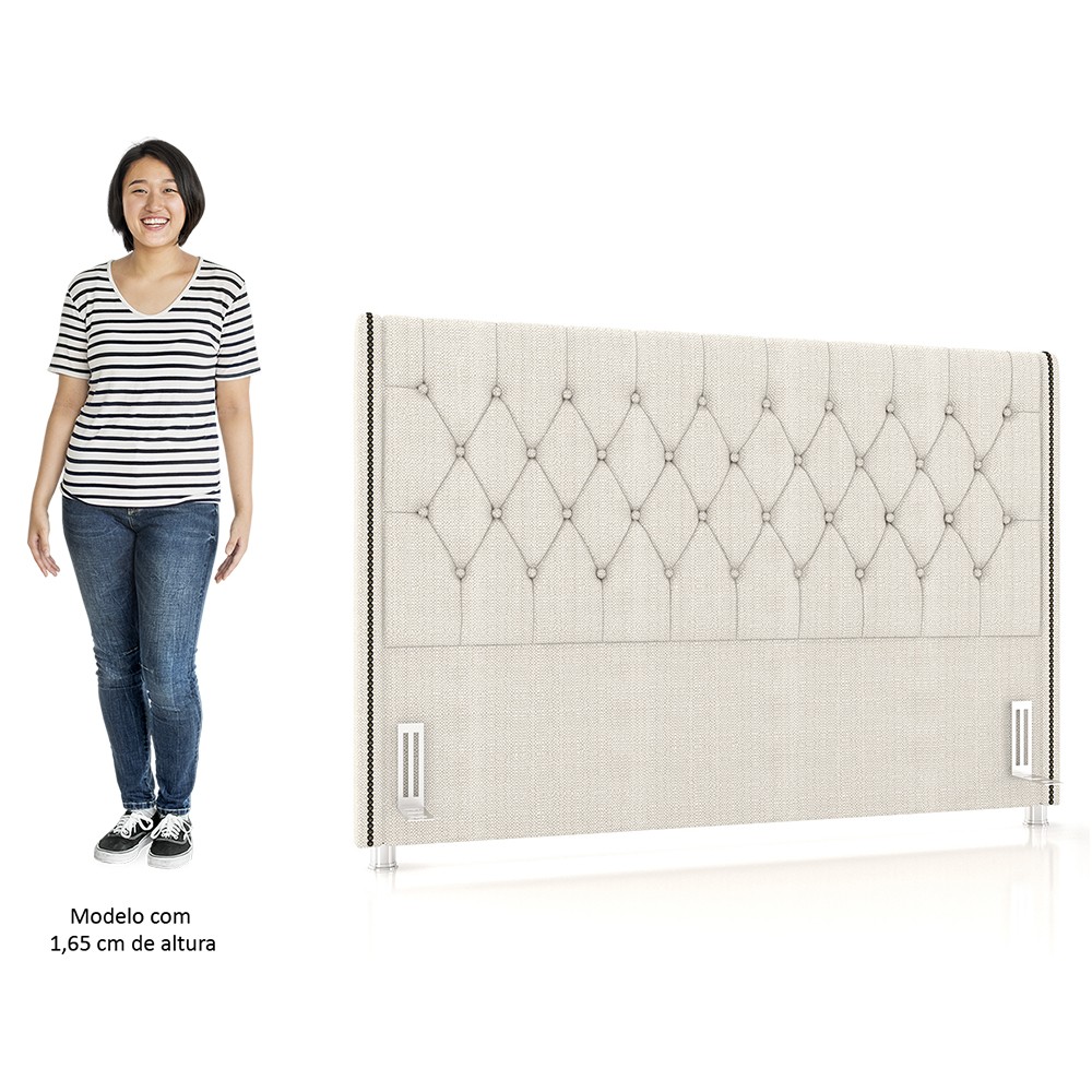 Cabeceira Cama Box Solteiro 90cm Florenza P02 Linho Creme - Mpozenato