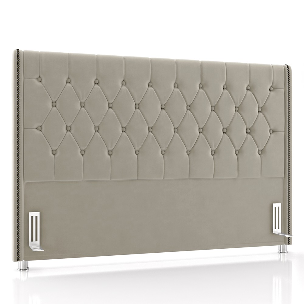 Cabeceira Cama Box Solteiro 90cm Florenza P02 Veludo Bege - Mpozenato