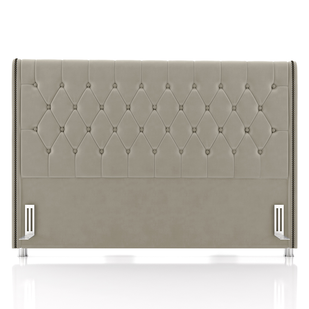 Cabeceira Cama Box Solteiro 90cm Florenza P02 Veludo Bege - Mpozenato