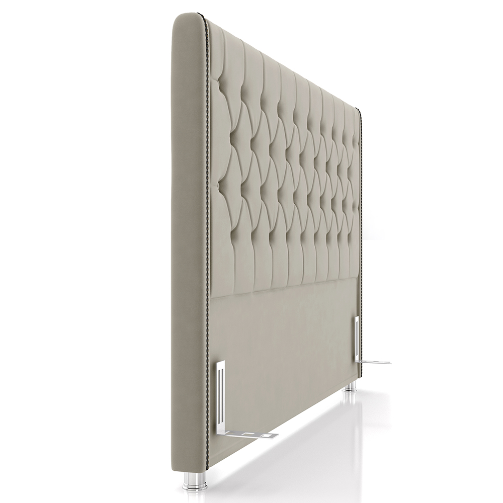 Cabeceira Cama Box Solteiro 90cm Florenza P02 Veludo Bege - Mpozenato