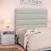 Cabeceira Cama Box Solteiro 90cm Greta Corano Bege e 1 Mesa de Cabeceira Flex DM1 Branco - Mpozenato