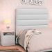 Cabeceira Cama Box Solteiro 90cm Greta Corano Branco e 1 Mesa de Cabeceira Flex DM1 Branco - Mpozenato