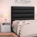 Cabeceira Cama Box Solteiro 90cm Greta Corano Preto e 1 Mesa de Cabeceira Flex DM1 Branco - Mpozenato