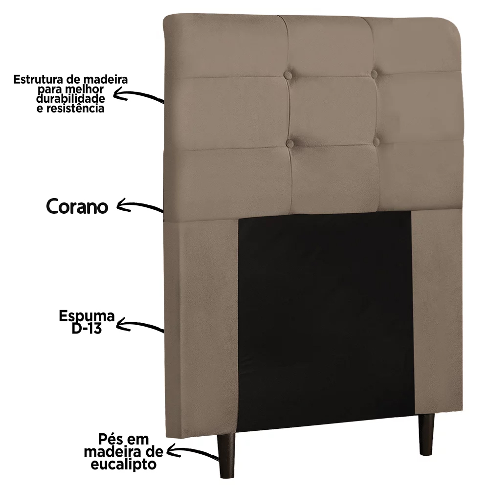 Cabeceira Cama Box Solteiro 90cm Luna I02 Sintético Bege - Mpozenato