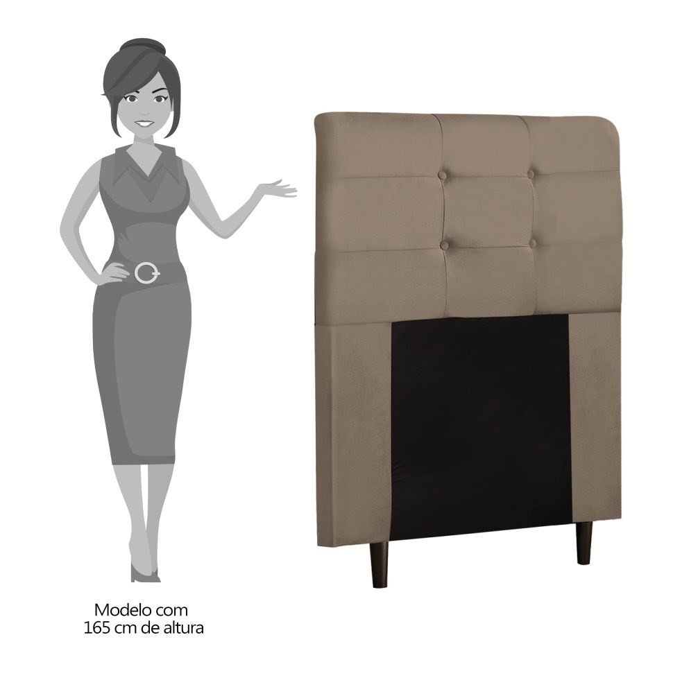 Cabeceira Cama Box Solteiro 90cm Luna I02 Sintético Bege - Mpozenato