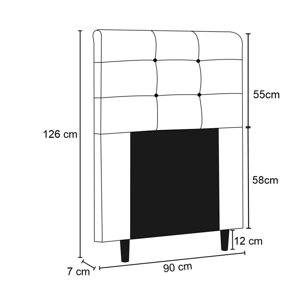 Cabeceira Cama Box Solteiro 90cm Luna I02 Sintético Bege - Mpozenato