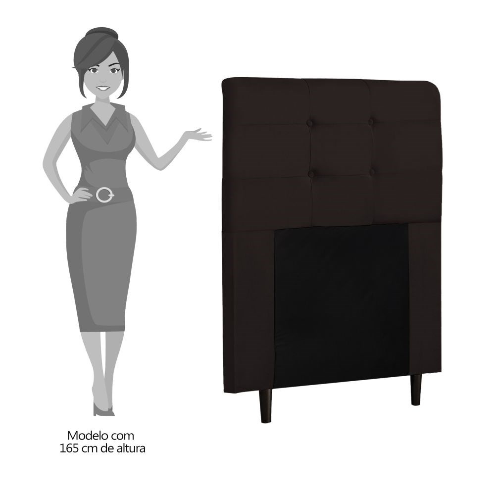 Cabeceira Cama Box Solteiro 90cm Luna I02 Sintético Marrom - Mpozenato