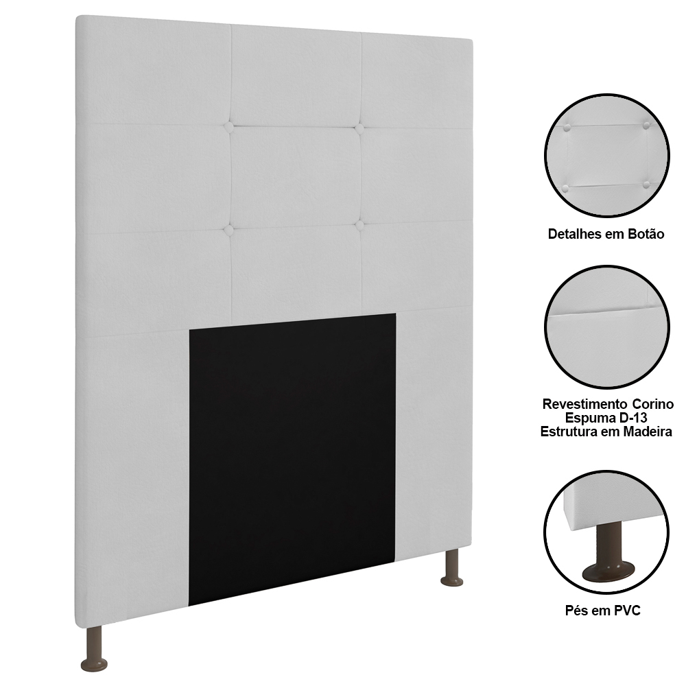 Cabeceira Cama Box Solteiro 90cm Safira Sintético I02 Branco - Mpozenato
