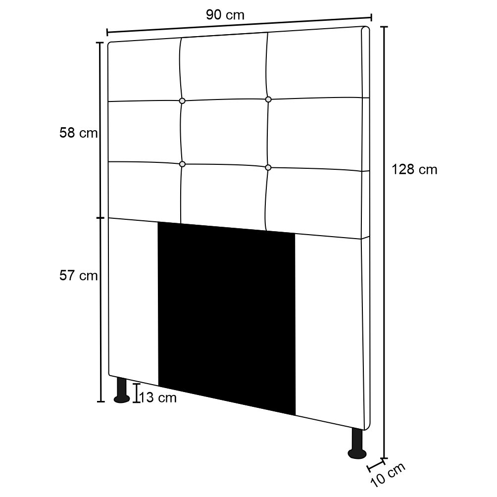 Cabeceira Cama Box Solteiro 90cm Safira Sintético I02 Branco - Mpozenato