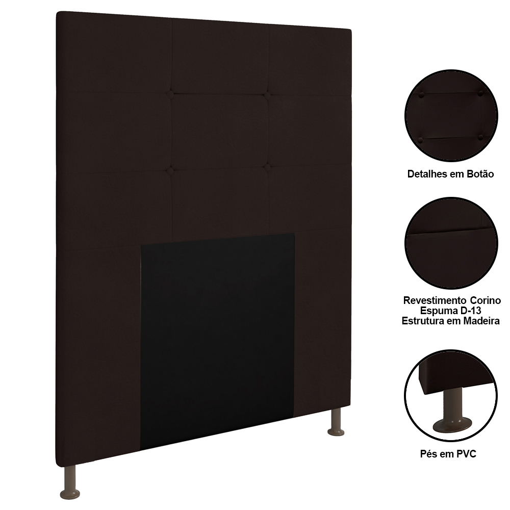 Cabeceira Cama Box Solteiro 90cm Safira Sintético I02 Marrom - Mpozenato