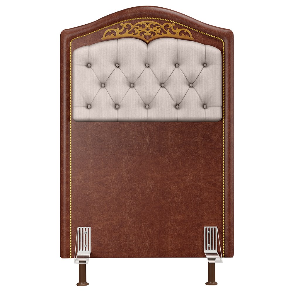 Cabeceira Cama Box Solteiro 90cm com Tachas Imperial J02 Facto Marrom/Bege - Mpozenato
