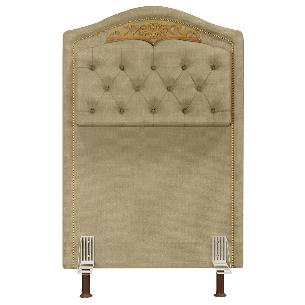 Cabeceira Cama Box Solteiro 90cm com Tachas Imperial J02 Linho Areia - Mpozenato