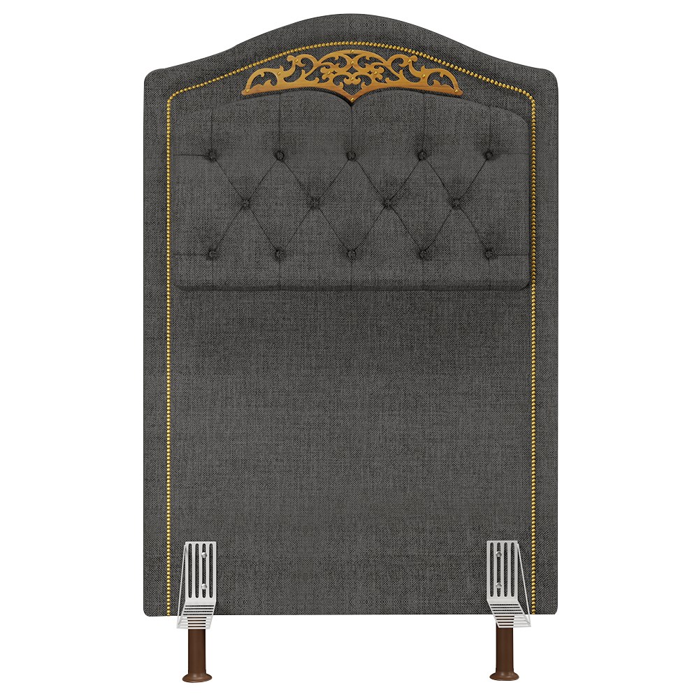Cabeceira Cama Box Solteiro 90cm com Tachas Imperial J02 Linho Grafite - Mpozenato