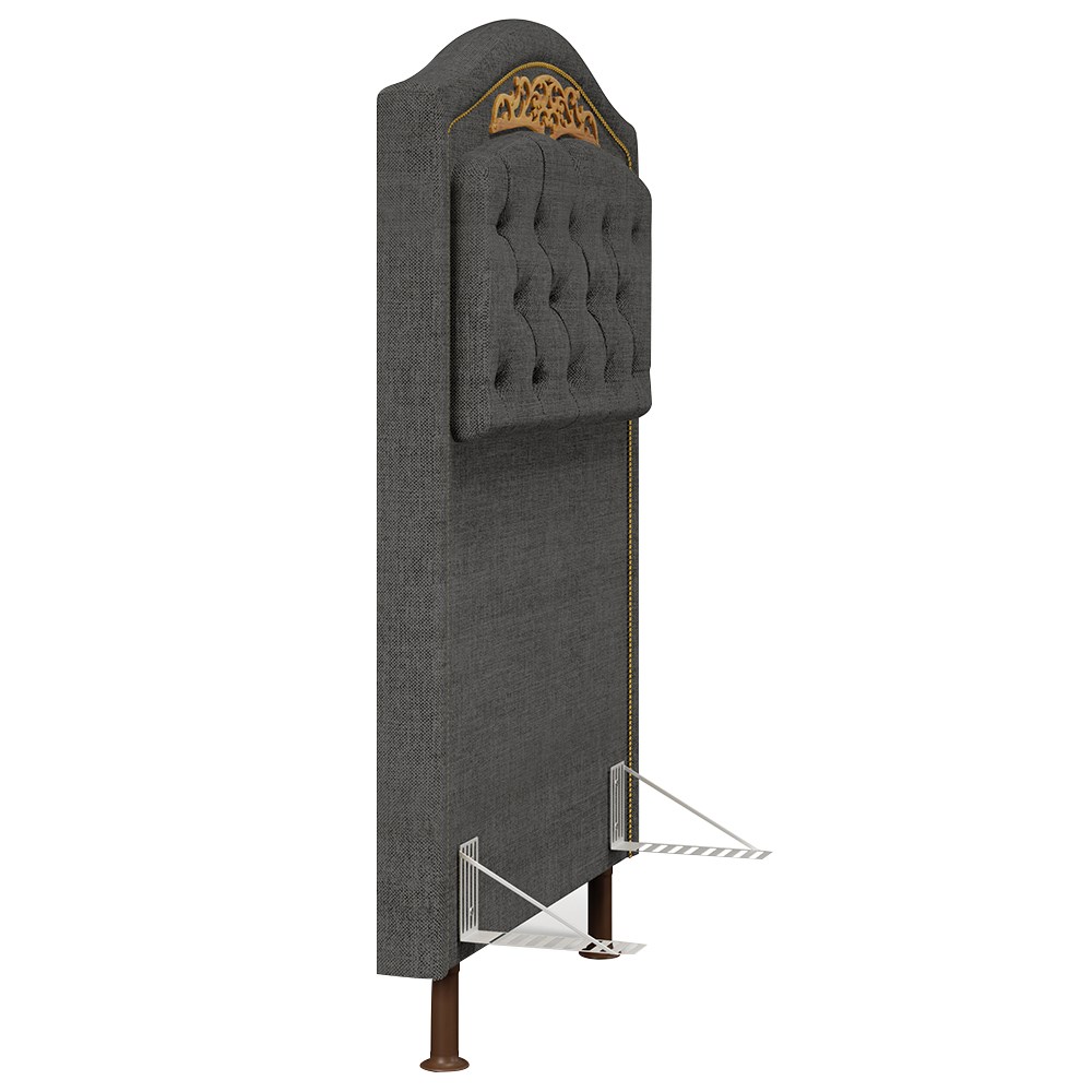 Cabeceira Cama Box Solteiro 90cm com Tachas Imperial J02 Linho Grafite - Mpozenato