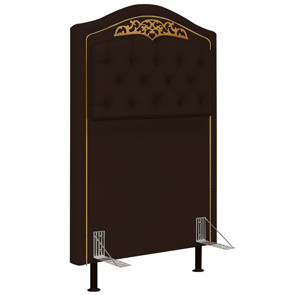 Cabeceira Cama Box Solteiro 90cm com Tachas Imperial J02 Sintético Marrom Escuro - Mpozenato
