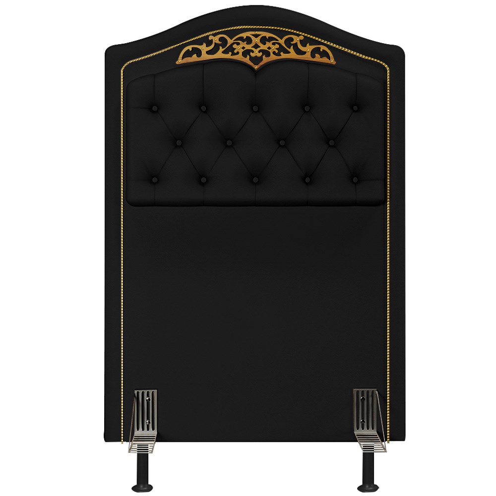 Cabeceira Cama Box Solteiro 90cm com Tachas Imperial J02 Sintético Preto - Mpozenato
