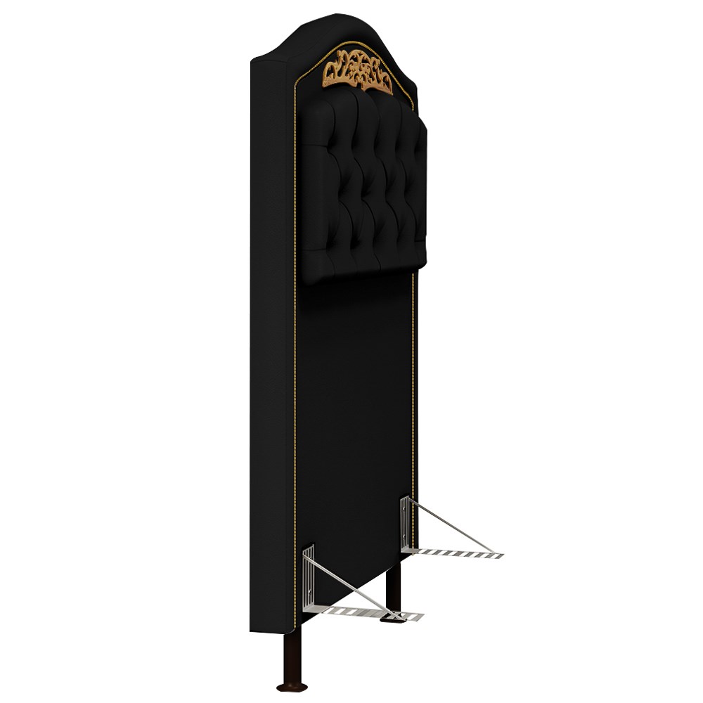 Cabeceira Cama Box Solteiro 90cm com Tachas Imperial J02 Sintético Preto - Mpozenato