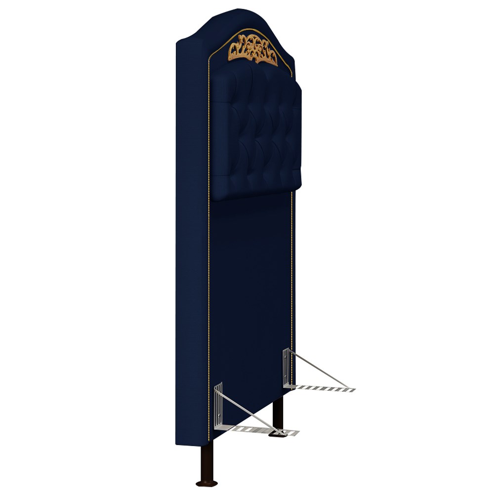 Cabeceira Cama Box Solteiro 90cm com Tachas Imperial Veludo J02 Azul - Mpozenato