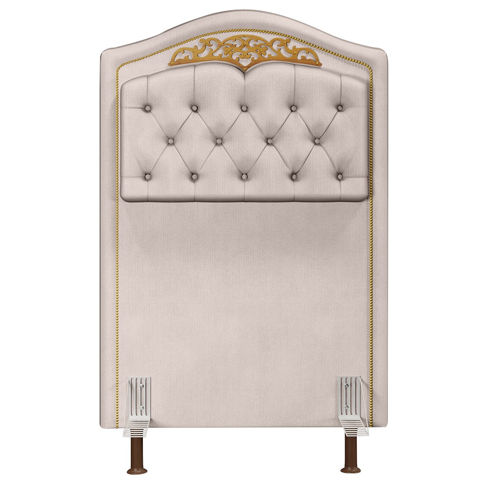 Cabeceira Cama Box Solteiro 90cm com Tachas Imperial Veludo J02 Bege - Mpozenato