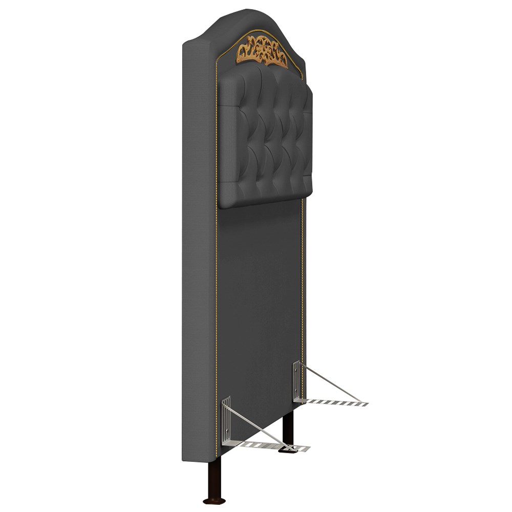 Cabeceira Cama Box Solteiro 90cm com Tachas Imperial Veludo J02 Cinza - Mpozenato
