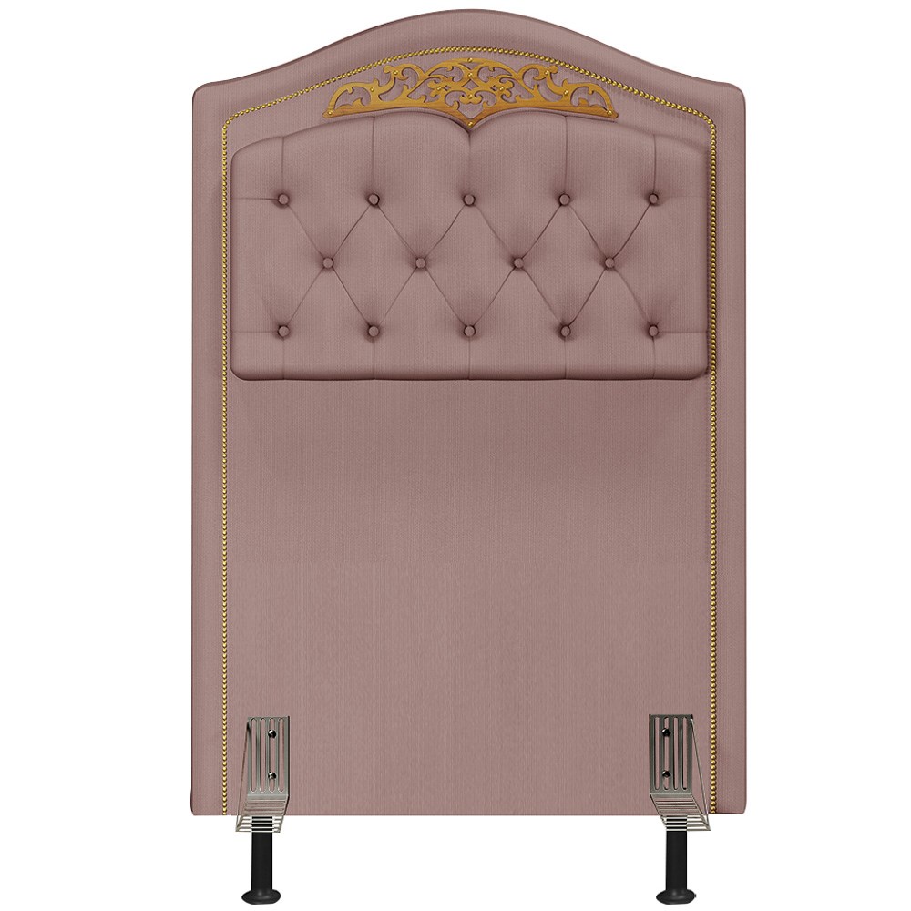 Cabeceira Cama Box Solteiro 90cm com Tachas Imperial Veludo J02 Rosê - Mpozenato