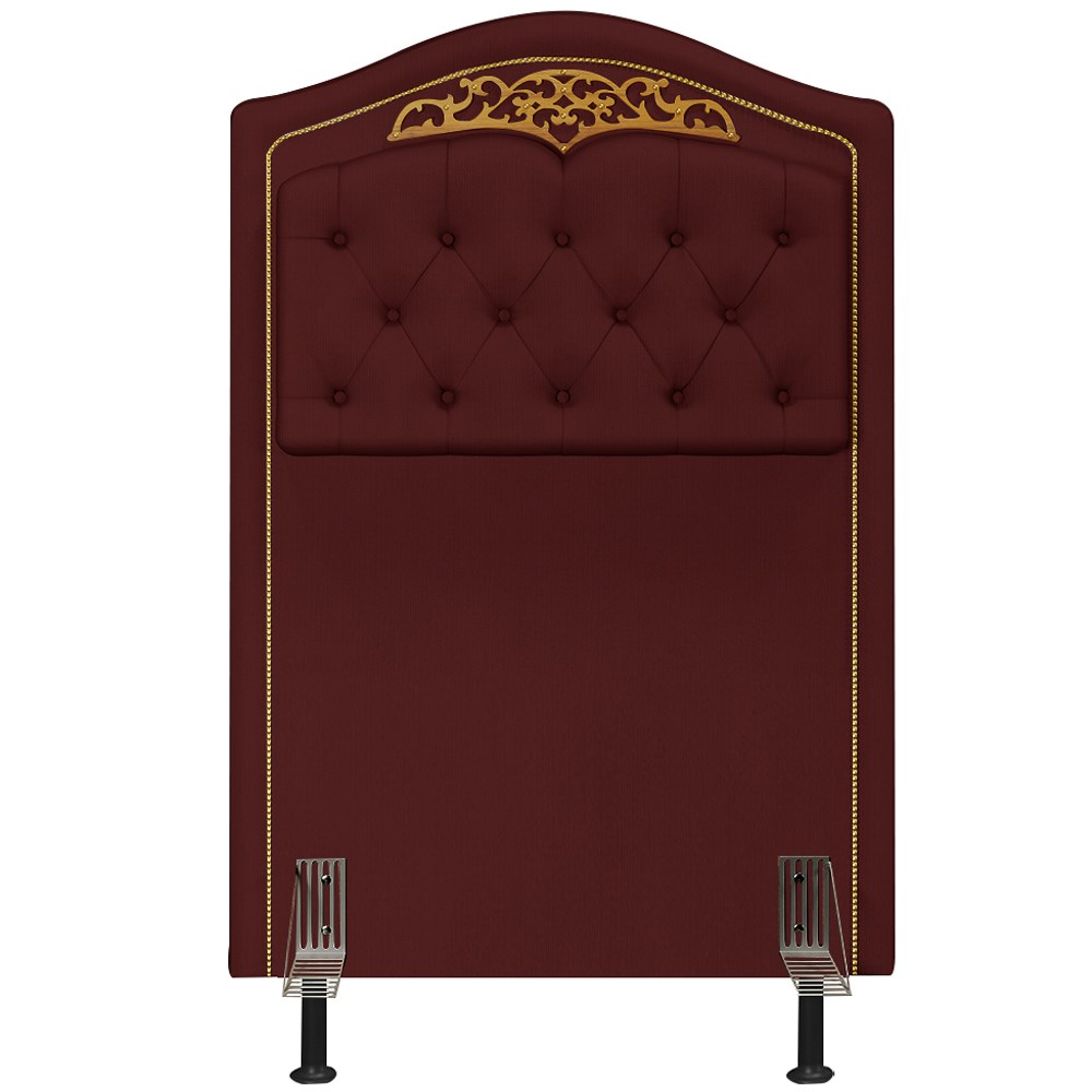 Cabeceira Cama Box Solteiro 90cm com Tachas Imperial Veludo J02 Vinho - Mpozenato