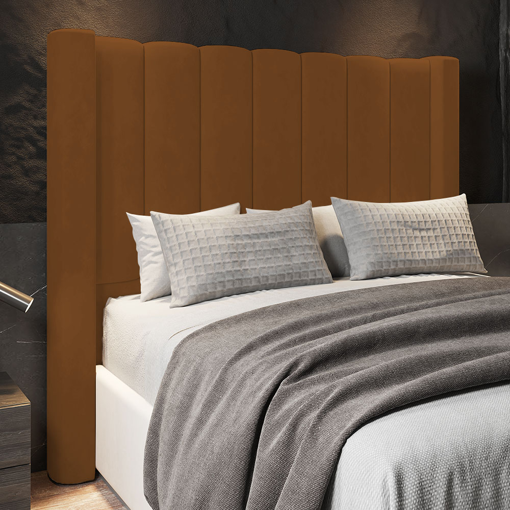Cabeceira Casal Cama Box 140cm Claire Z04 Veludo Terracota - Mpozenato