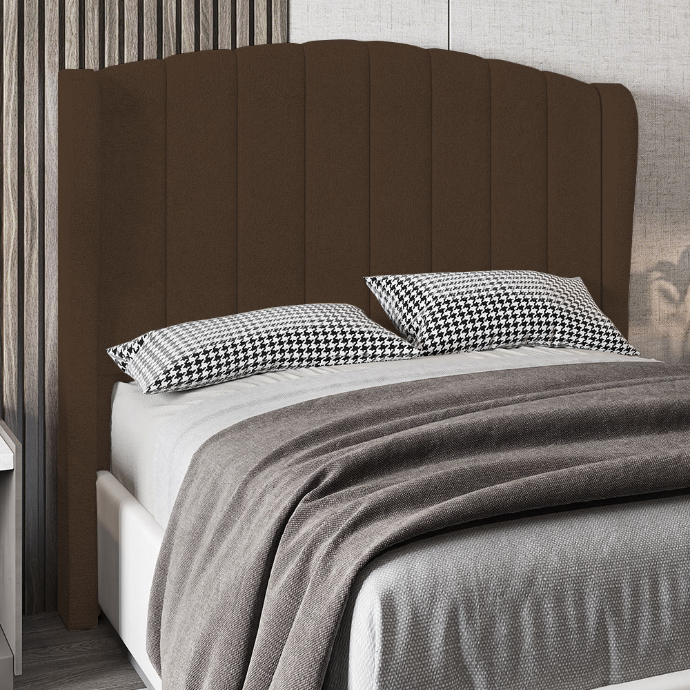 Cabeceira Casal Cama Box 140cm Glenda Z04 Boucle Marrom - Mpozenato