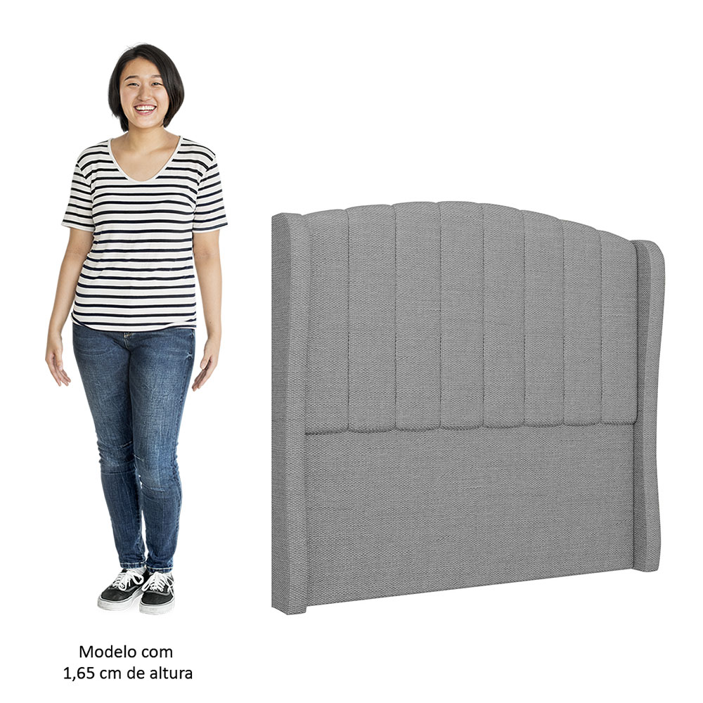 Cabeceira Casal Cama Box 140cm Glenda Z04 Linho Cinza - Mpozenato