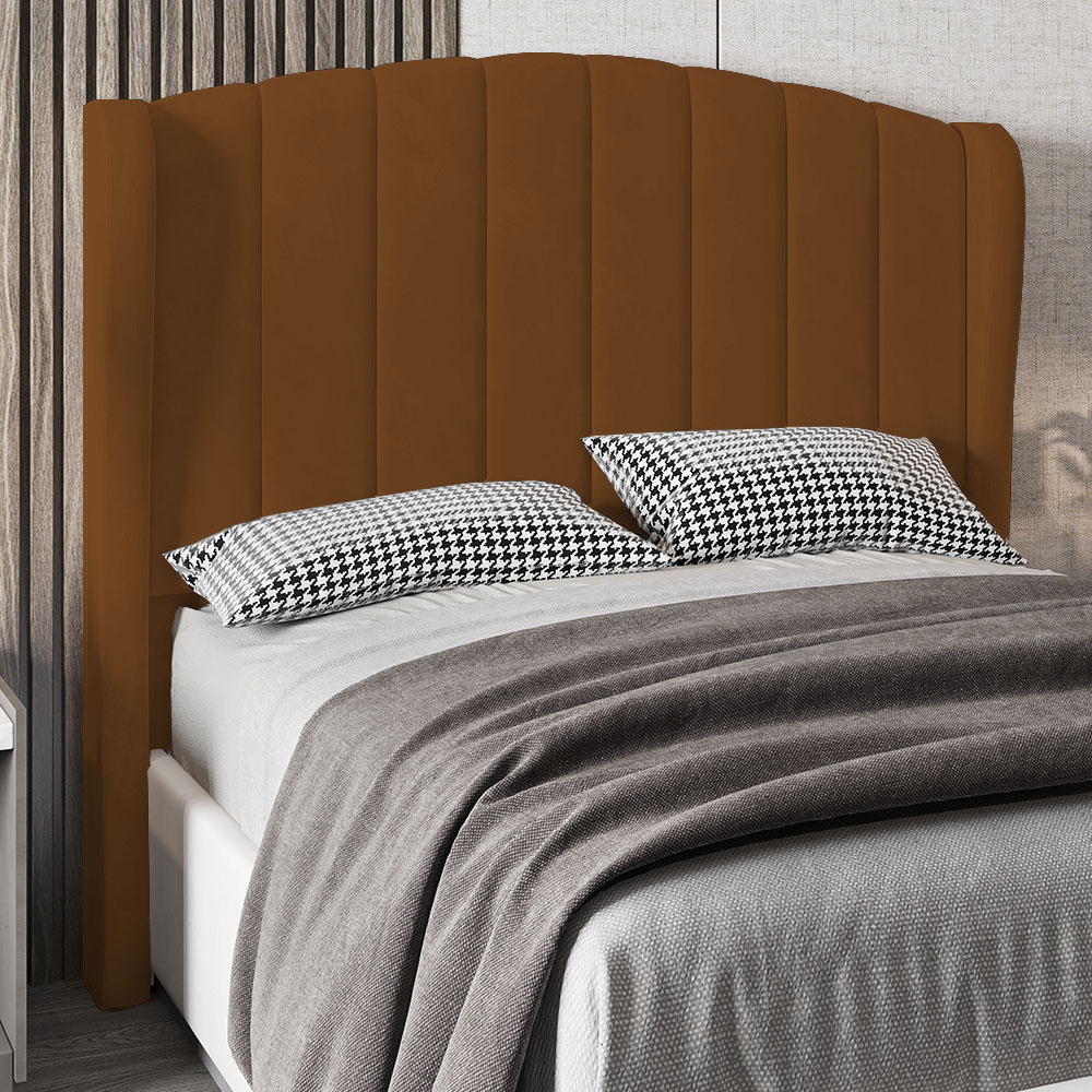 Cabeceira Casal Cama Box 140cm Glenda Z04 Veludo Terracota - Mpozenato
