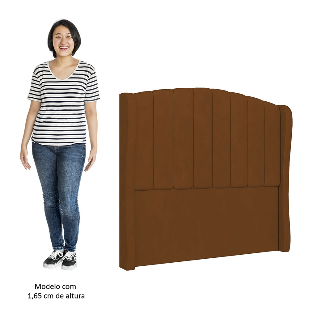 Cabeceira Casal Cama Box 140cm Glenda Z04 Veludo Terracota - Mpozenato