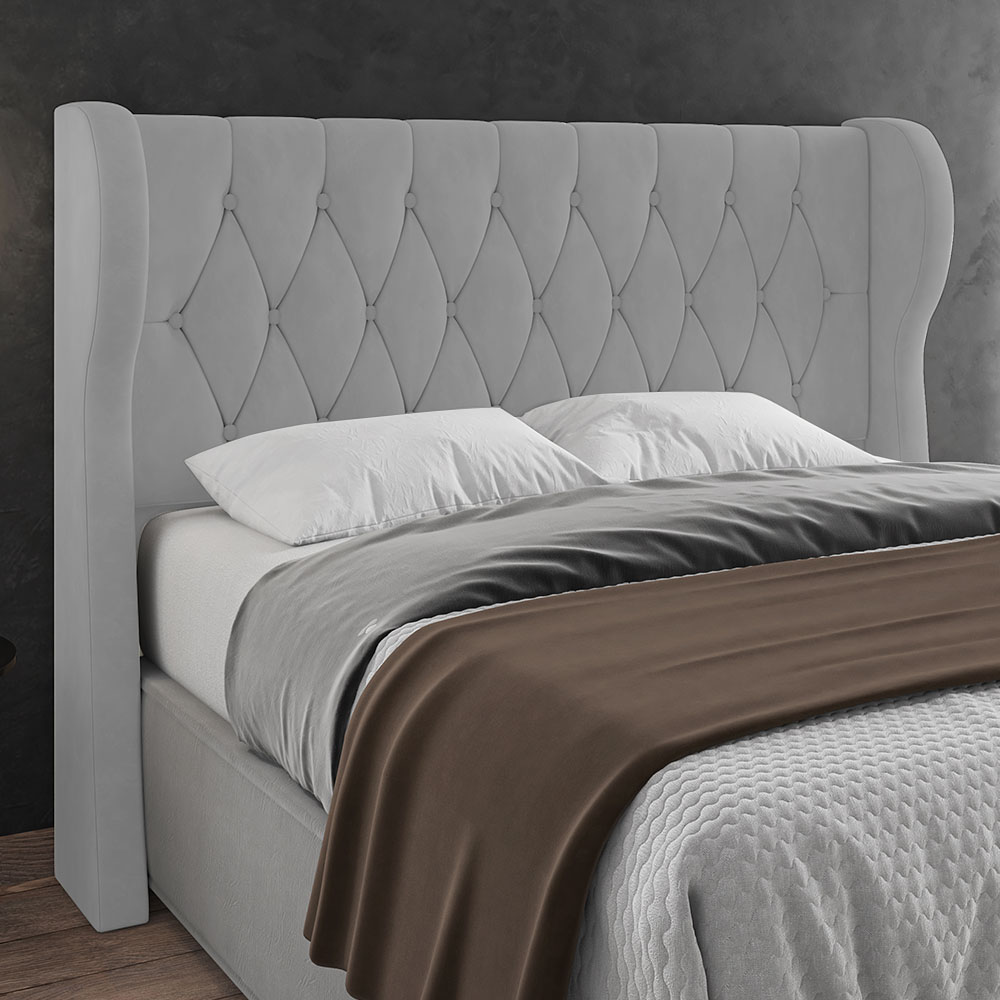 Cabeceira Casal Cama Box 140cm Malva Z04 Veludo Cinza - Mpozenato