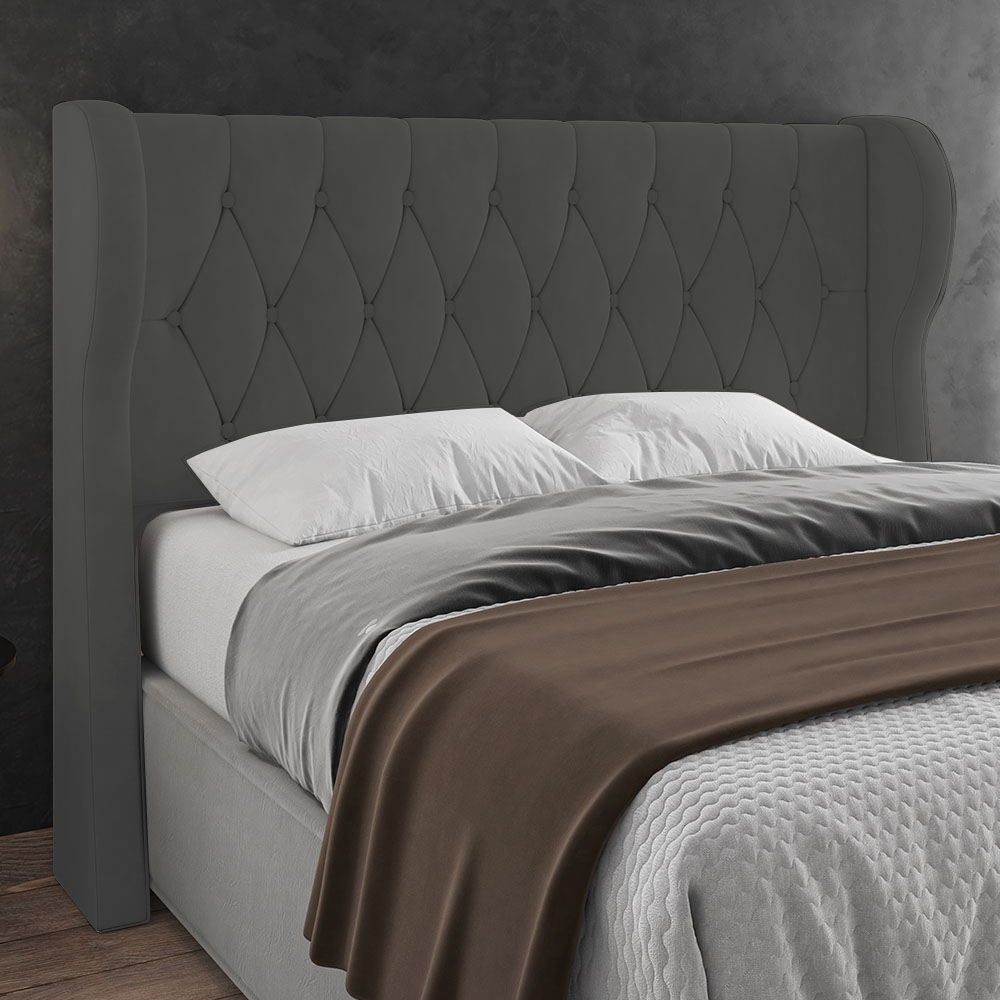 Cabeceira Casal Cama Box 140cm Malva Z04 Veludo Grafite - Mpozenato