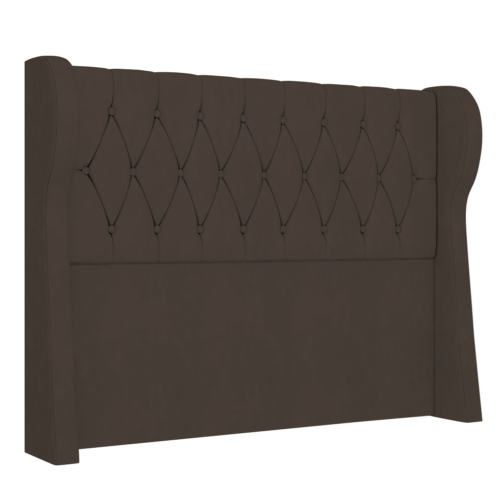 Cabeceira Casal Cama Box 140cm Malva Z04 Veludo Marrom - Mpozenato
