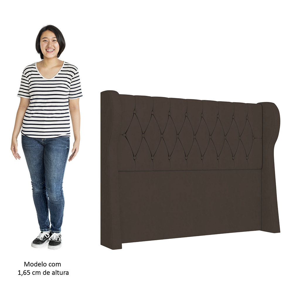 Cabeceira Casal Cama Box 140cm Malva Z04 Veludo Marrom - Mpozenato