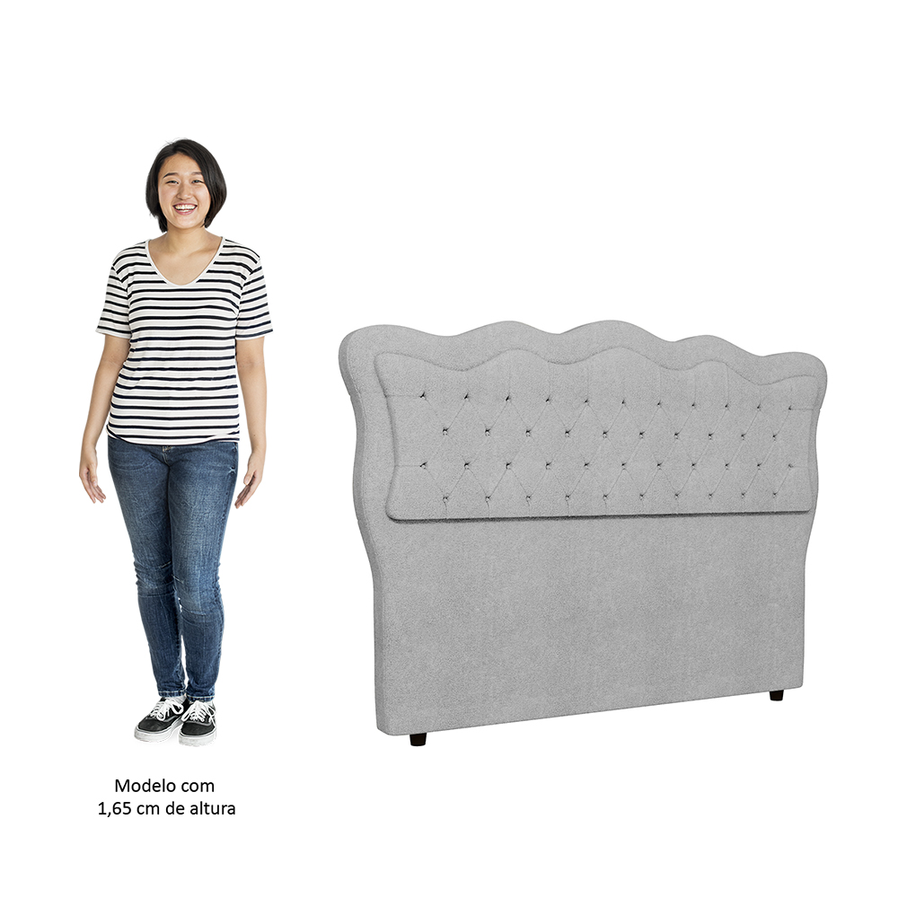Cabeceira Casal Cama Box 140cm Oregon Z04 Boucle Cinza - Mpozenato