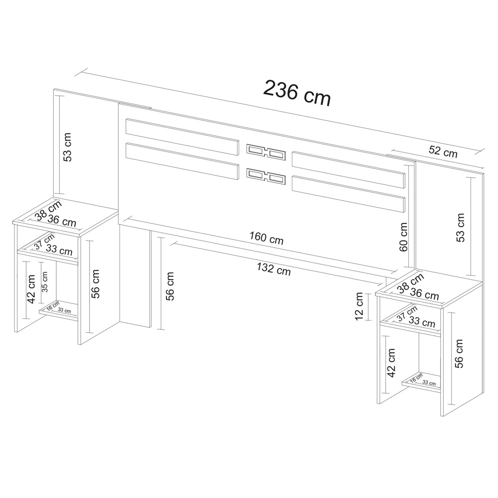 Cabeceira Casal Com 2 Mesas De Cabeceira Triunfo D02 Branco - Mpozenato