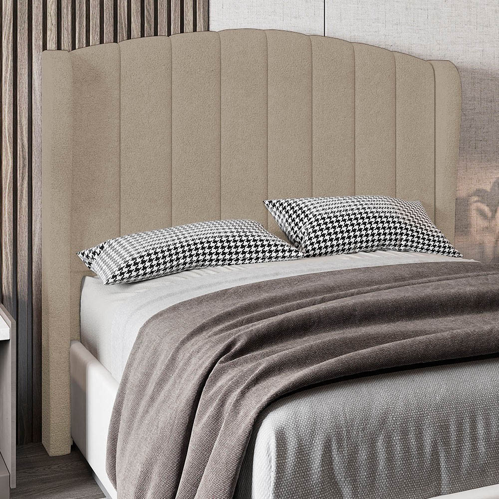 Cabeceira Casal King Cama Box 195cm Glenda Z04 Boucle Capuccino - Mpozenato