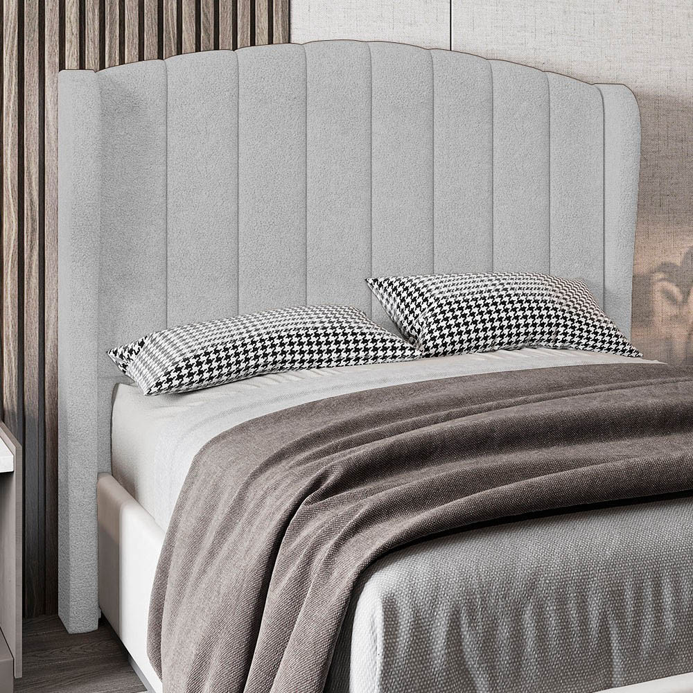 Cabeceira Casal King Cama Box 195cm Glenda Z04 Boucle Cinza - Mpozenato