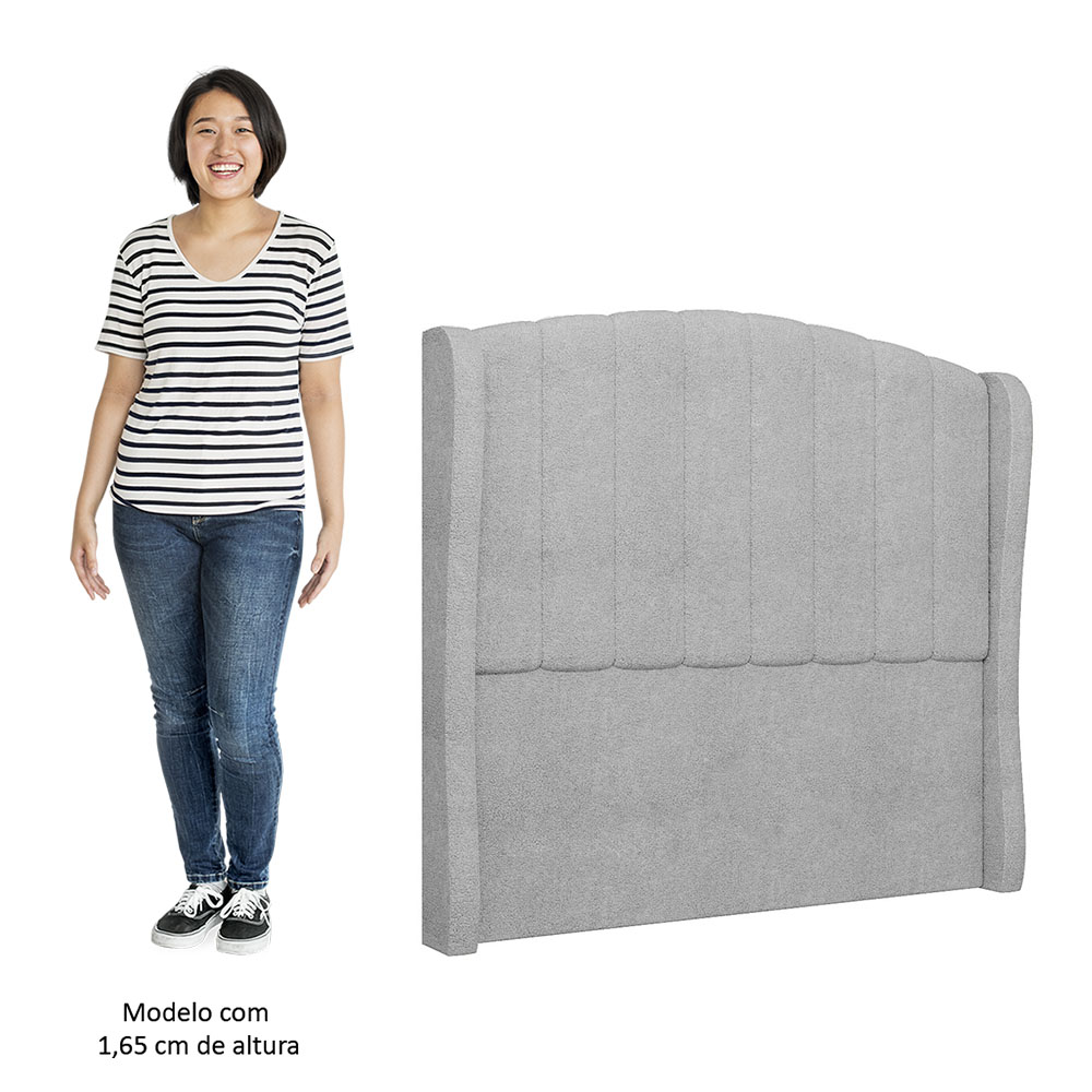 Cabeceira Casal King Cama Box 195cm Glenda Z04 Boucle Cinza - Mpozenato