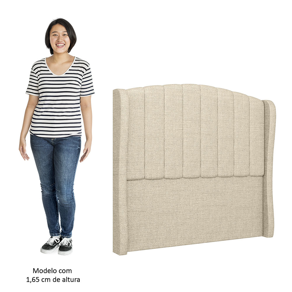 Cabeceira Casal King Cama Box 195cm Glenda Z04 Linho Bege - Mpozenato