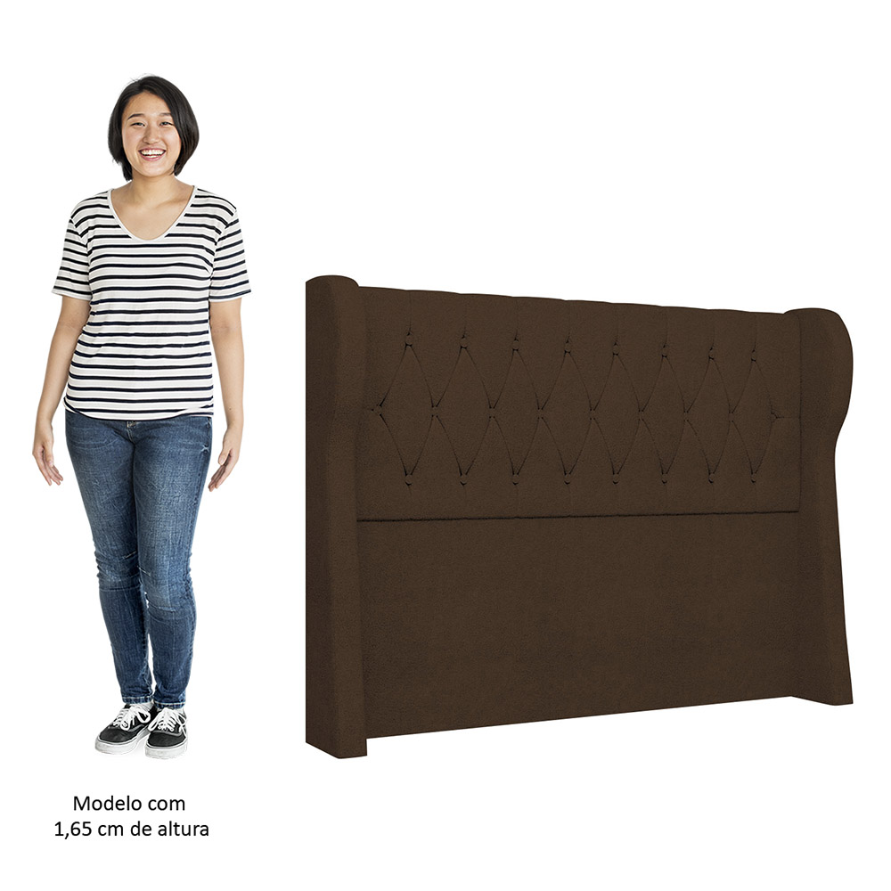 Cabeceira Casal King Cama Box 195cm Malva Z04 Boucle Marrom - Mpozenato
