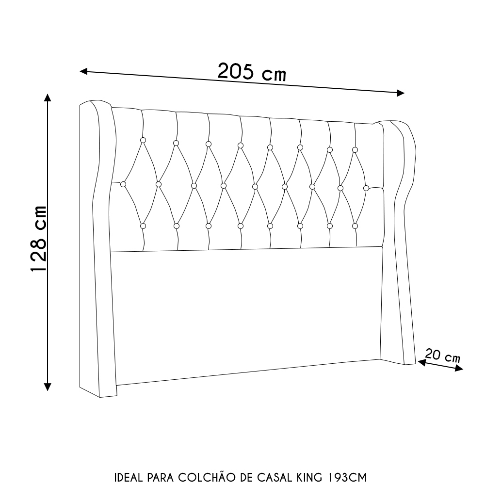 Cabeceira Casal King Cama Box 195cm Malva Z04 Linho Bege - Mpozenato