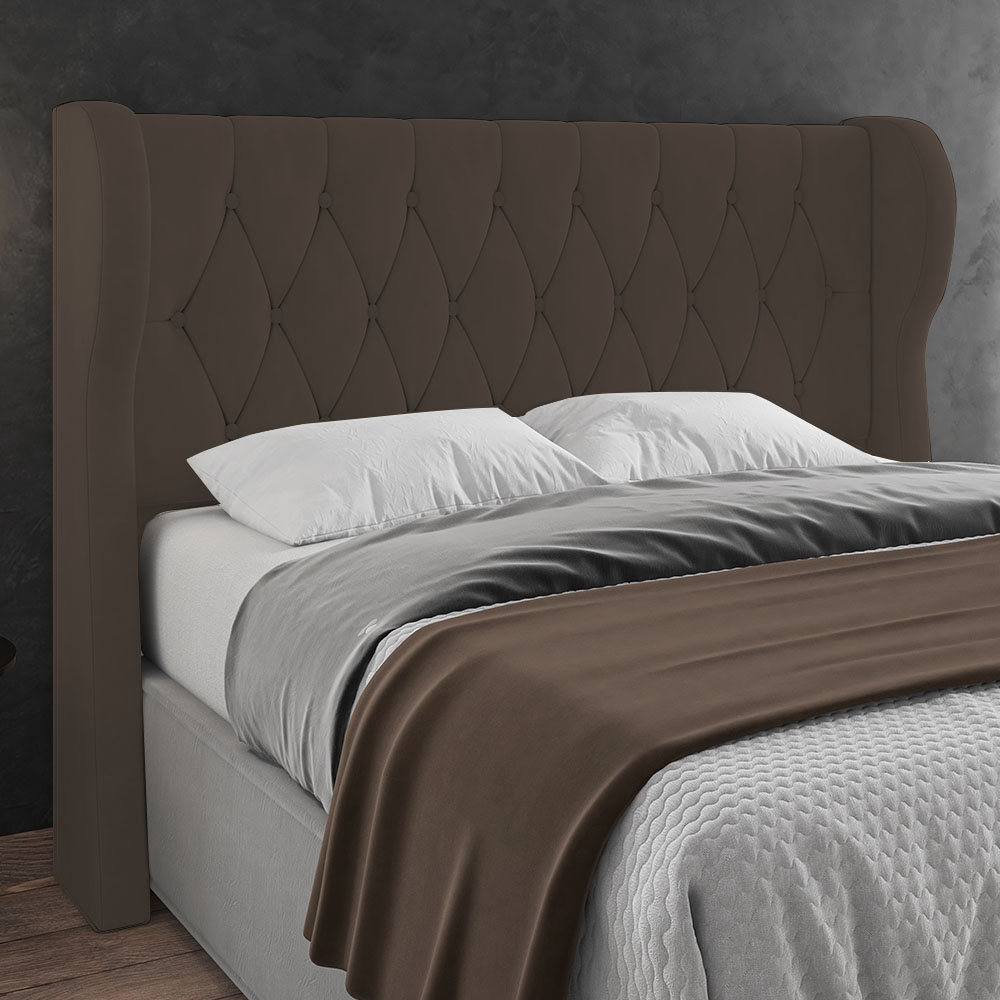 Cabeceira Casal King Cama Box 195cm Malva Z04 Veludo Marrom - Mpozenato