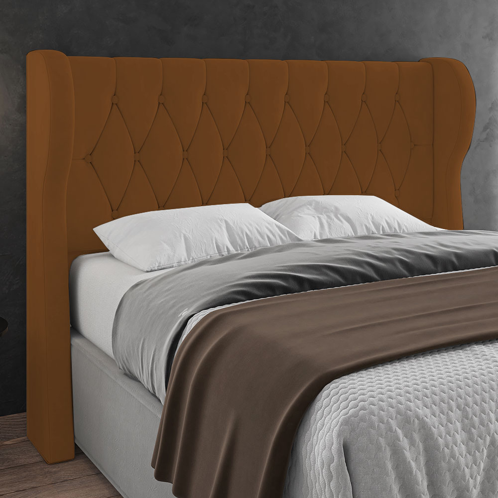 Cabeceira Casal King Cama Box 195cm Malva Z04 Veludo Terracota - Mpozenato
