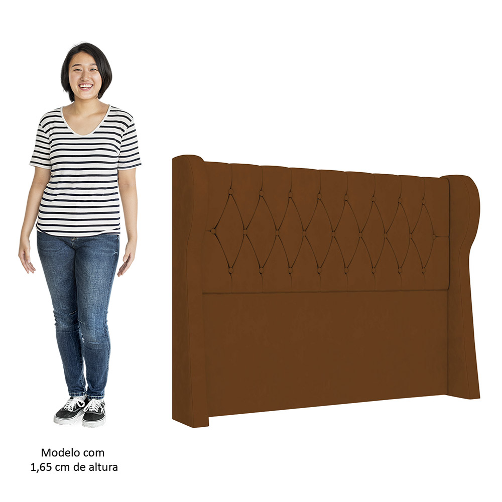 Cabeceira Casal King Cama Box 195cm Malva Z04 Veludo Terracota - Mpozenato