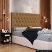 Cabeceira Casal Queen 160cm Cristal Boucle Mostarda e 2 Mesas Laterais Plaza LC1 Preto - Mpozenato