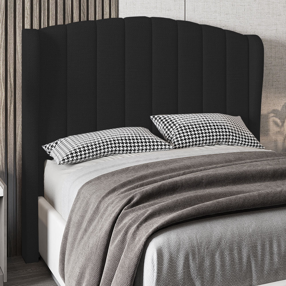 Cabeceira Casal Queen Cama Box 160cm Glenda Z04 Linho Preto - Mpozenato