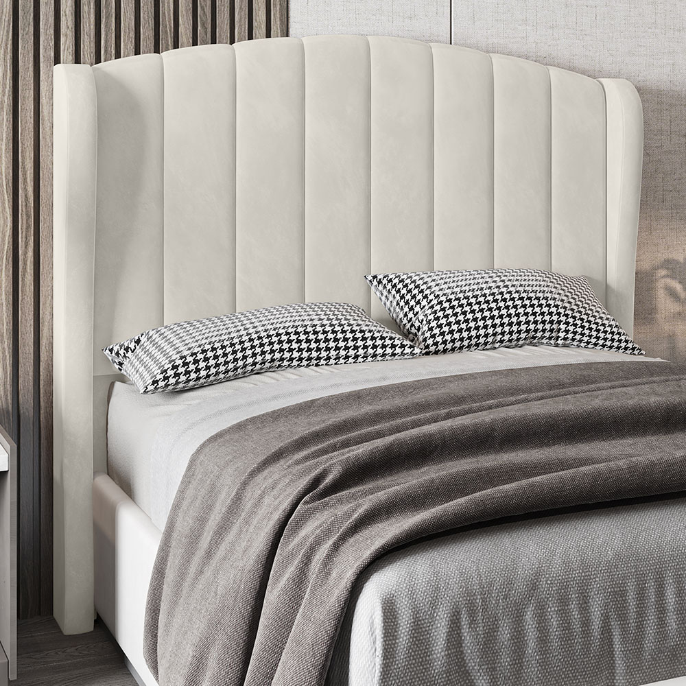 Cabeceira Casal Queen Cama Box 160cm Glenda Z04 Veludo Bege - Mpozenato